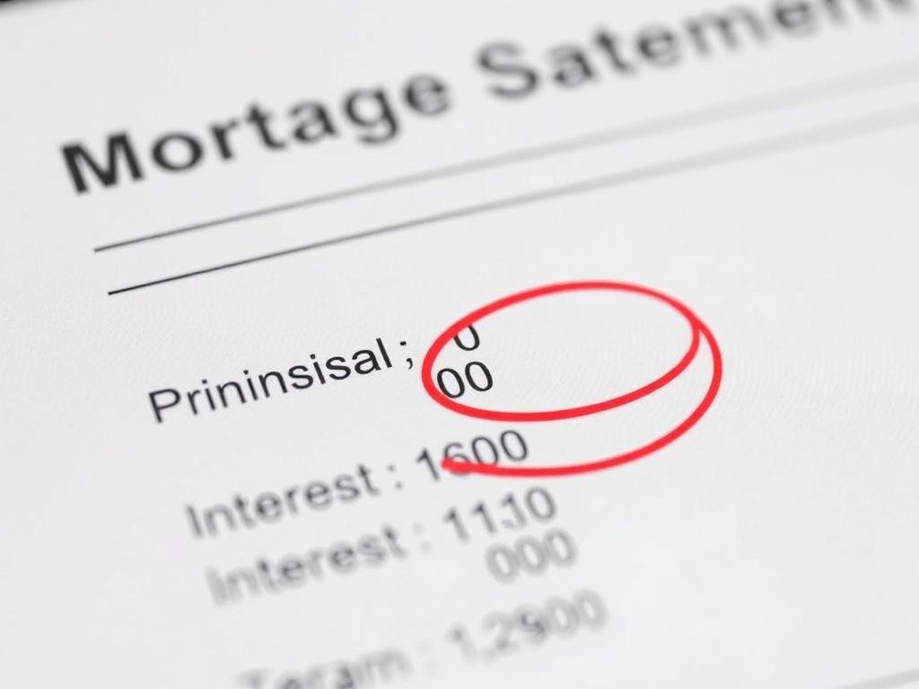 Mortgage statement with key information highlighted