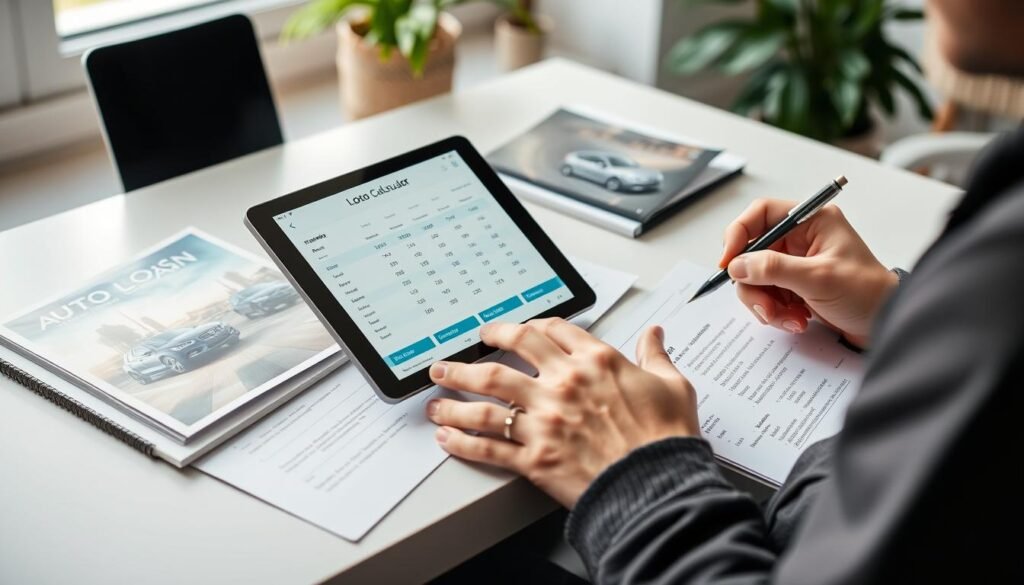 Person analyzing auto loan calculator results and making financial decisions CalculatorHunt Person analyzing auto loan calculator results and making financial decisions