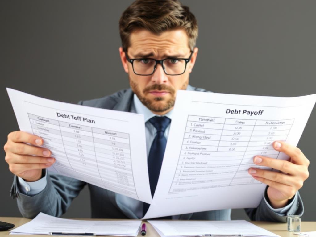 Person analyzing debt payoff mistakes and correcting their strategy