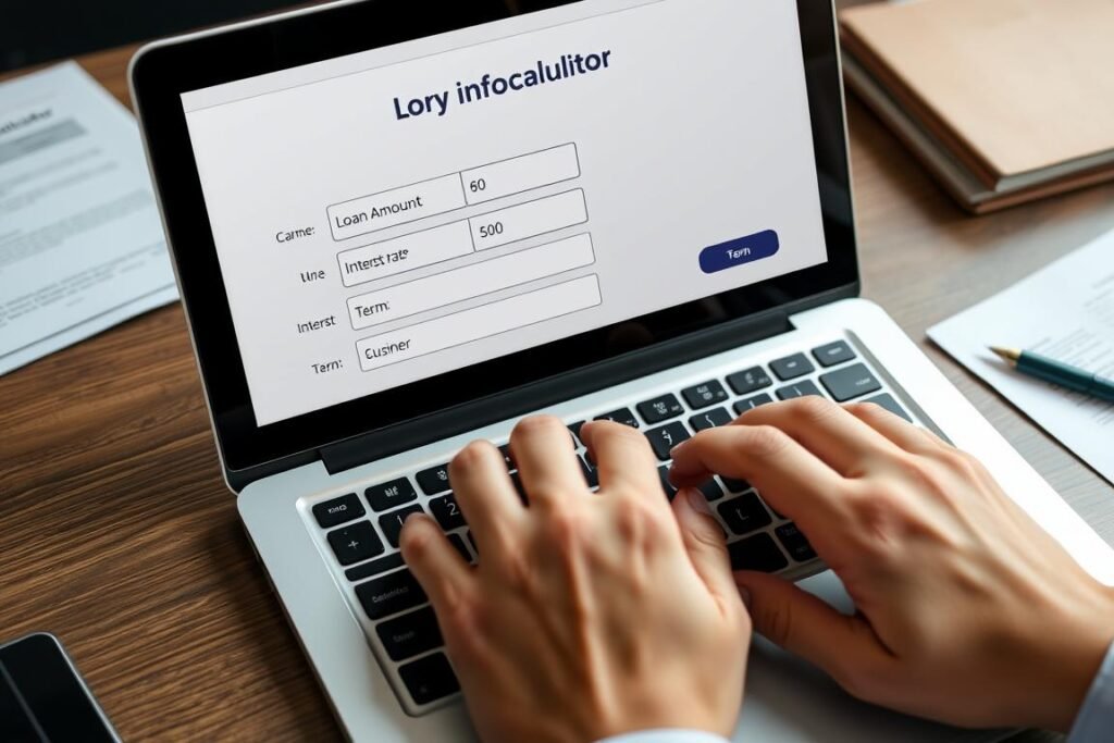 Person entering loan details into the Business Loan Calculator