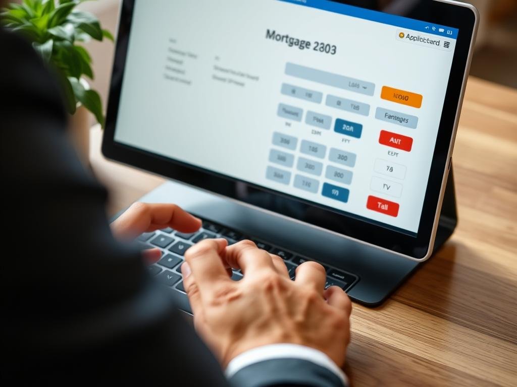 Person entering mortgage details into calculator