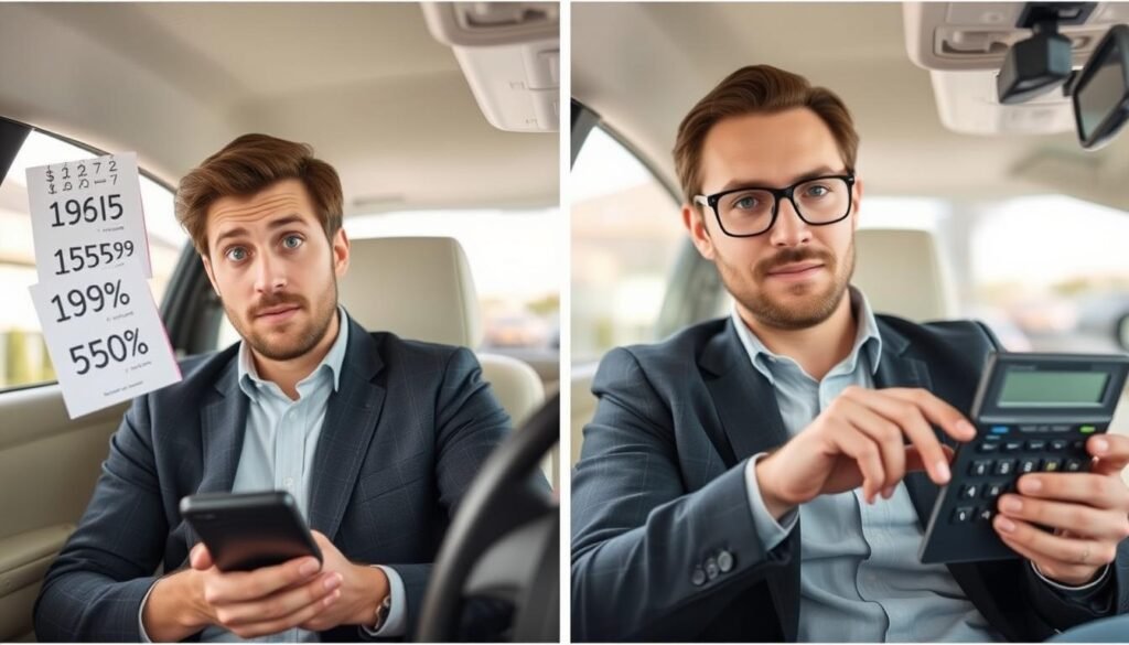 Person making common mistakes when using an auto loan calculator CalculatorHunt Person making common mistakes when using an auto loan calculator