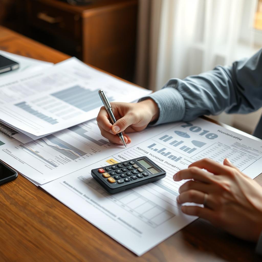 Person planning financial strategy with mortgage documents