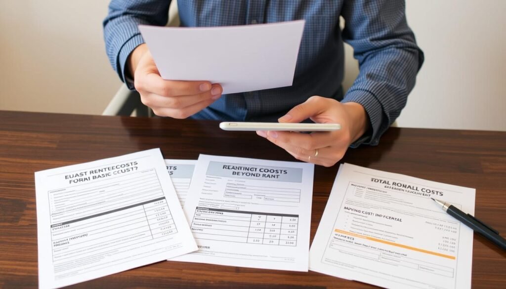 Person reviewing additional rental costs beyond monthly rent