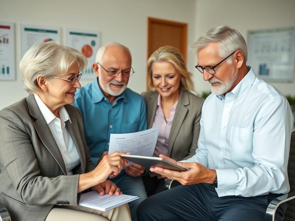 Person reviewing annuity options with a financial advisor