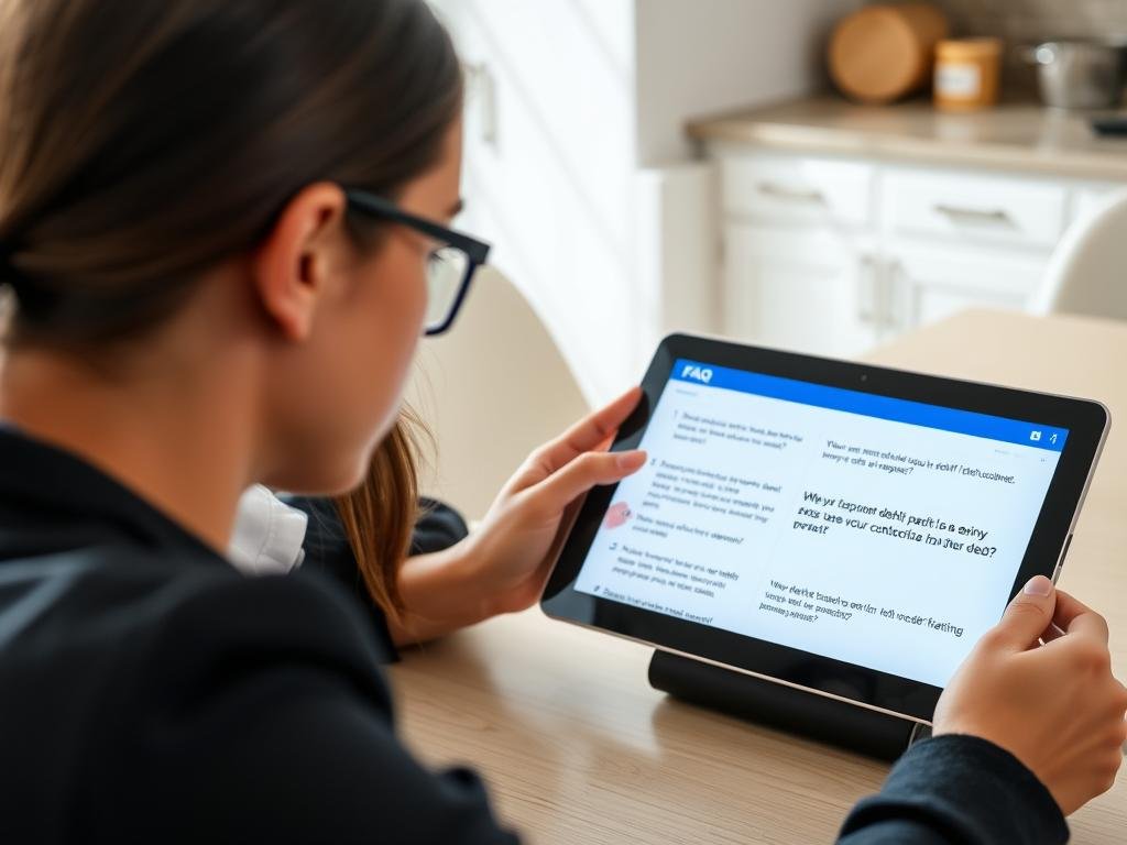 Person reviewing debt payoff FAQs and calculator results