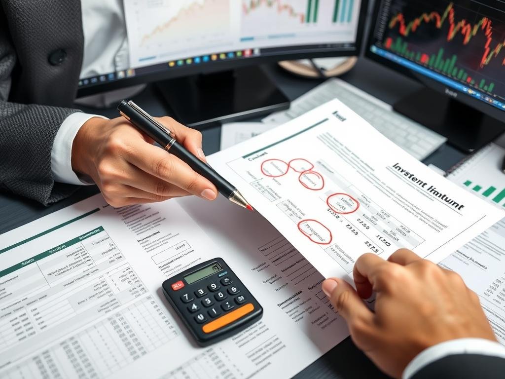 Person reviewing investment mistakes and correcting calculations