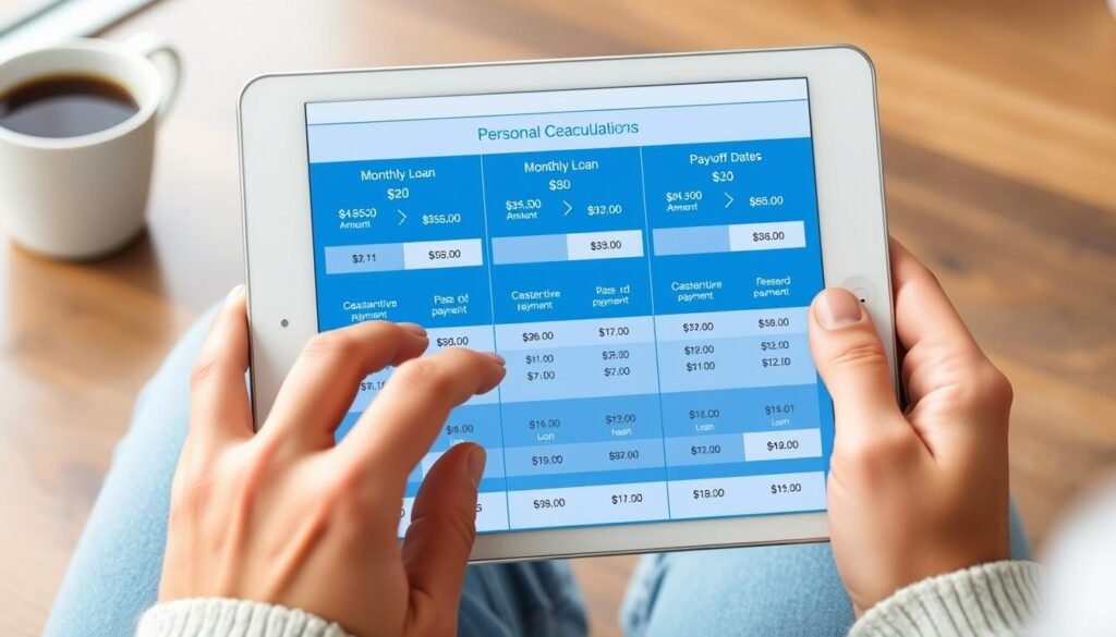Person reviewing personal loan repayment options on digital device