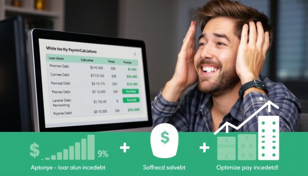 Person saving money by using a repayment calculator to optimize loan payments