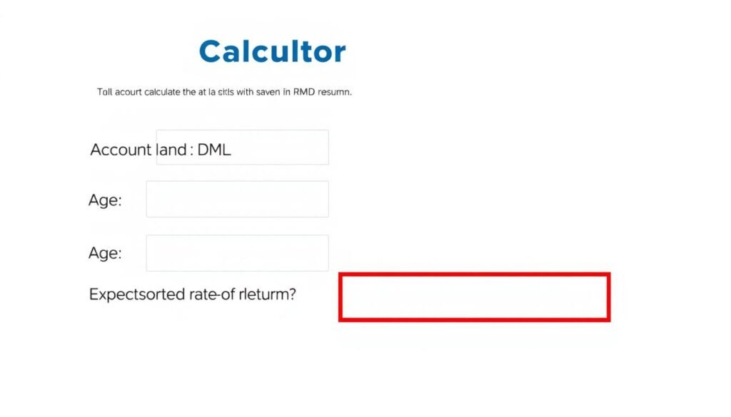 RMD Calculator interface showing retirement account balance input fields