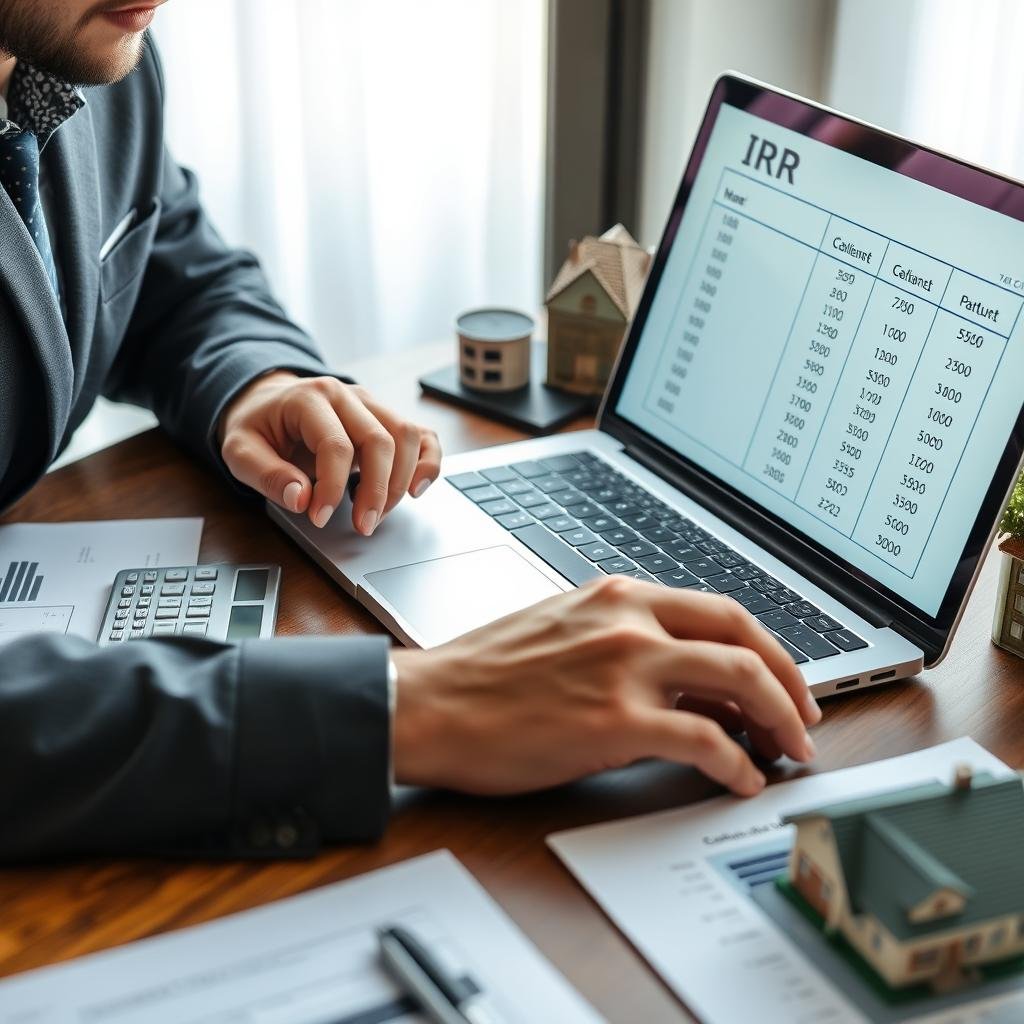 Real estate investor analyzing property investments using IRR calculations