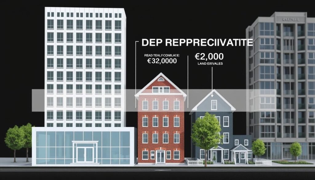 Real estate property with depreciation schedule overlay