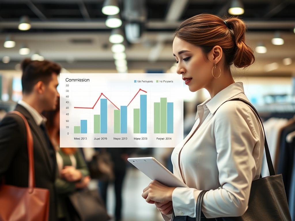 Retail sales associate helping customers while earning commission on sales