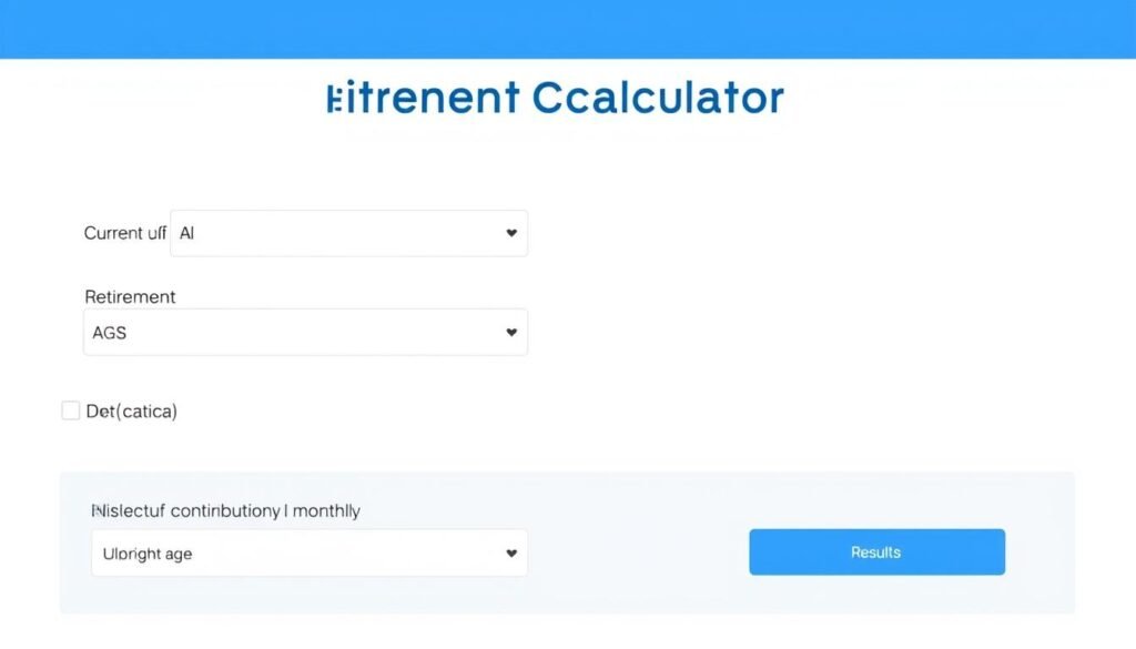 Retirement Calculator Tool Interface showing input fields for age, income, and savings goals