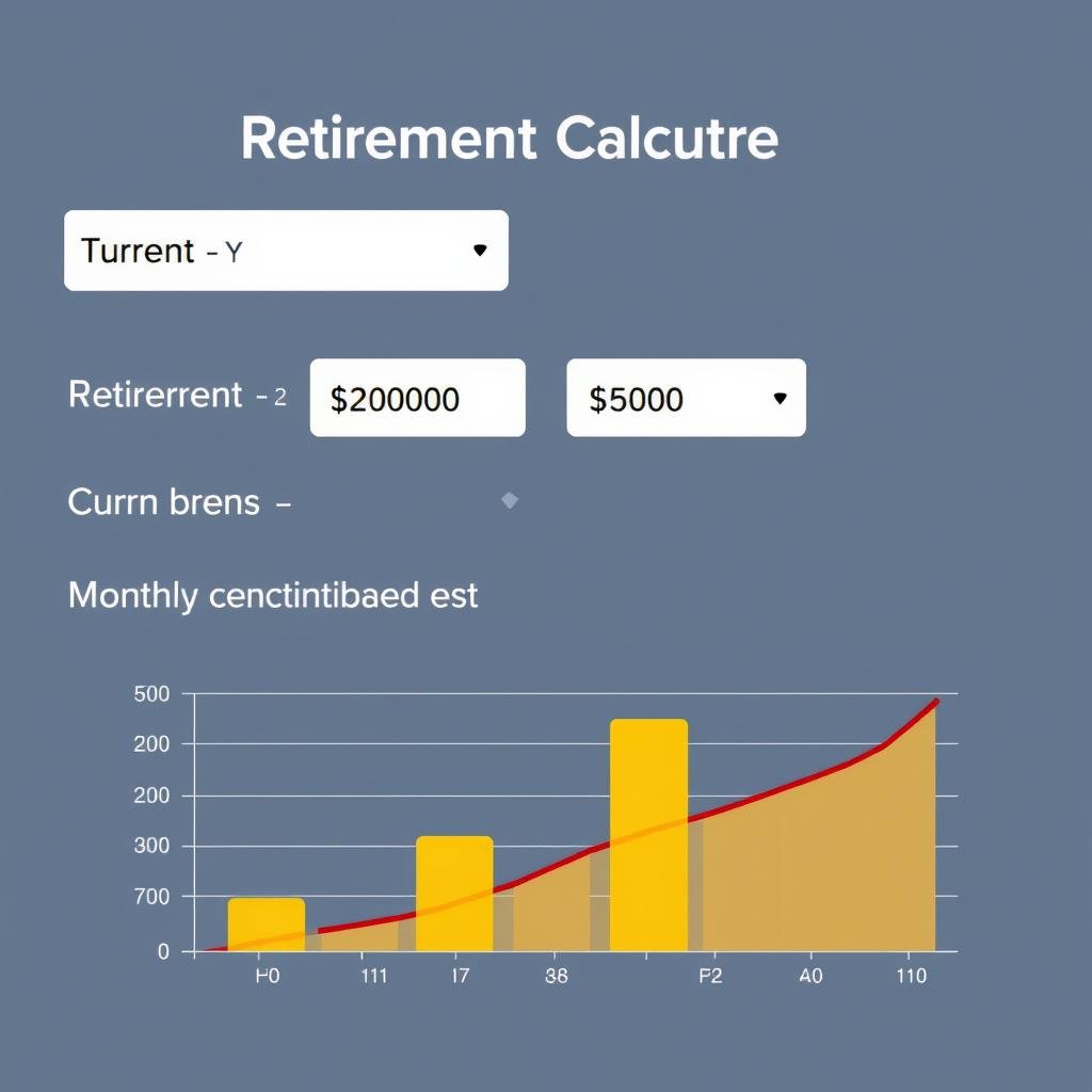 Retirement Calculator interface showing retirement fund projections