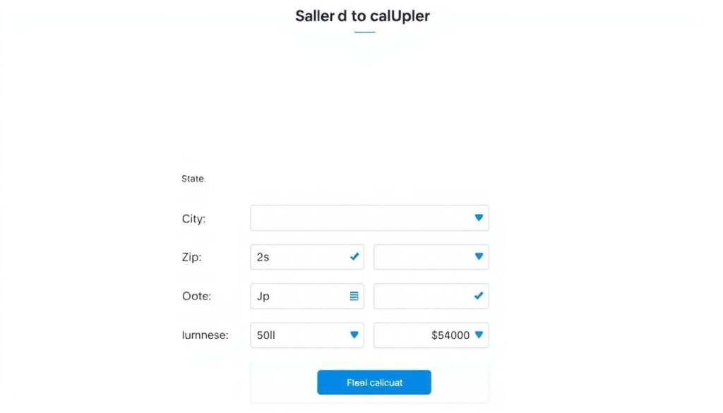 Sales Tax Calculator interface showing state selection and amount input fields