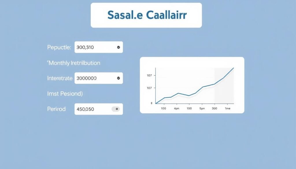 Savings Calculator Interface showing fields for initial deposit monthly contribution interest rate and time period