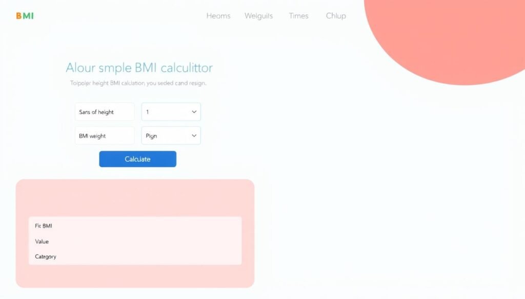 Screenshot of a simple BMI calculator implementation on a website CalculatorHunt Screenshot of a simple BMI calculator implementation on a website