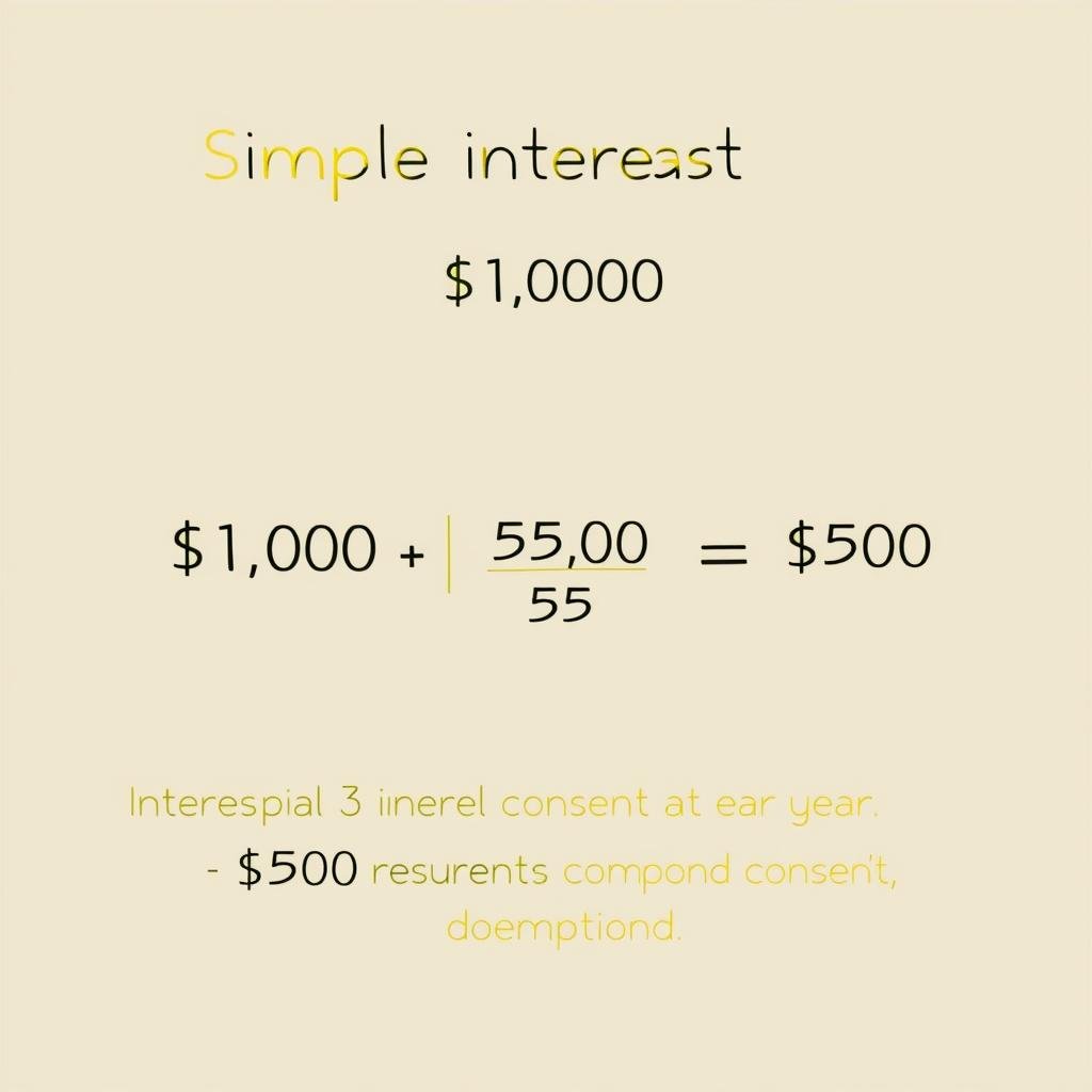 Simple interest calculation diagram showing principal and interest over time