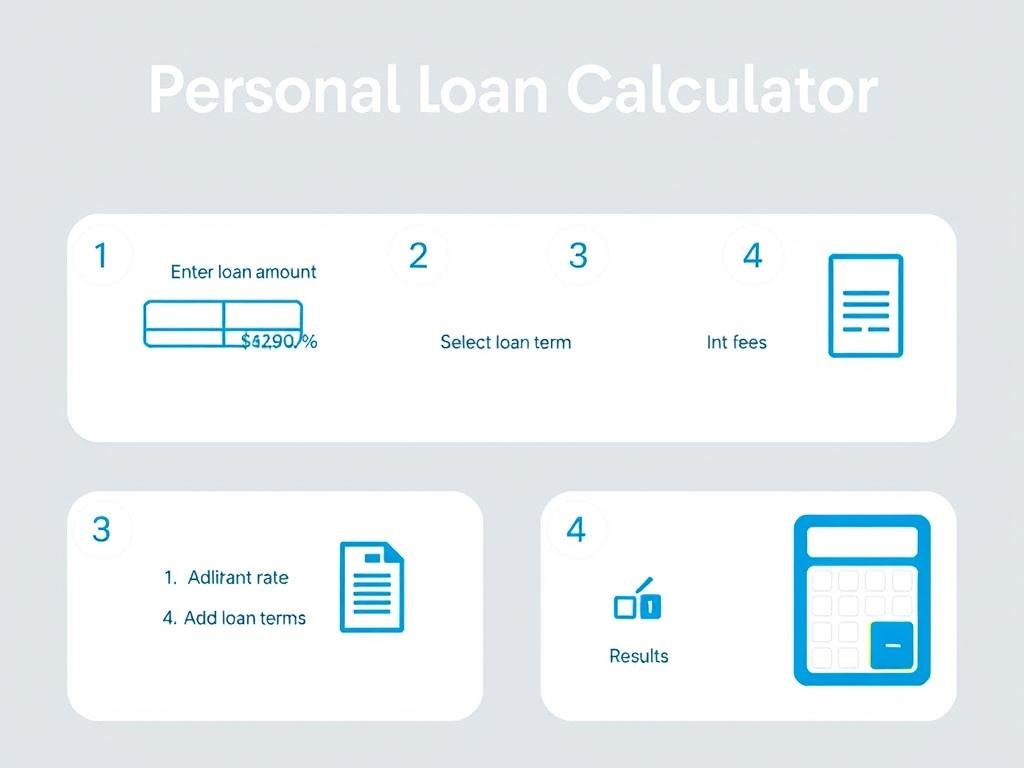 Step-by-step guide showing how to use a personal loan calculator with numbered instructions