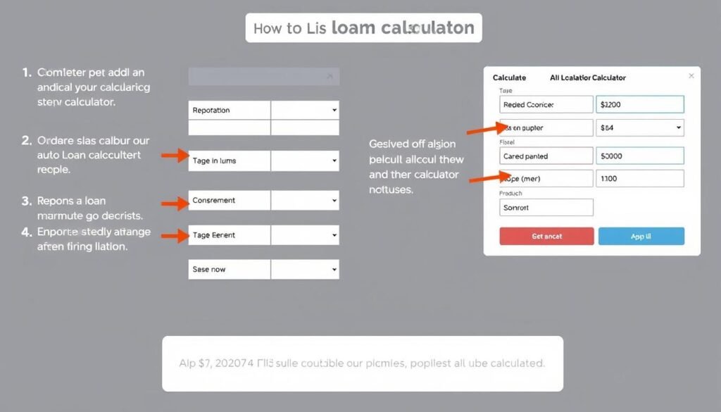 Stepbystep guide showing how to use an auto loan calculator with arrows pointing to different input fields CalculatorHunt Step by step guide showing how to use an auto loan calculator with arrows pointing to different input fields