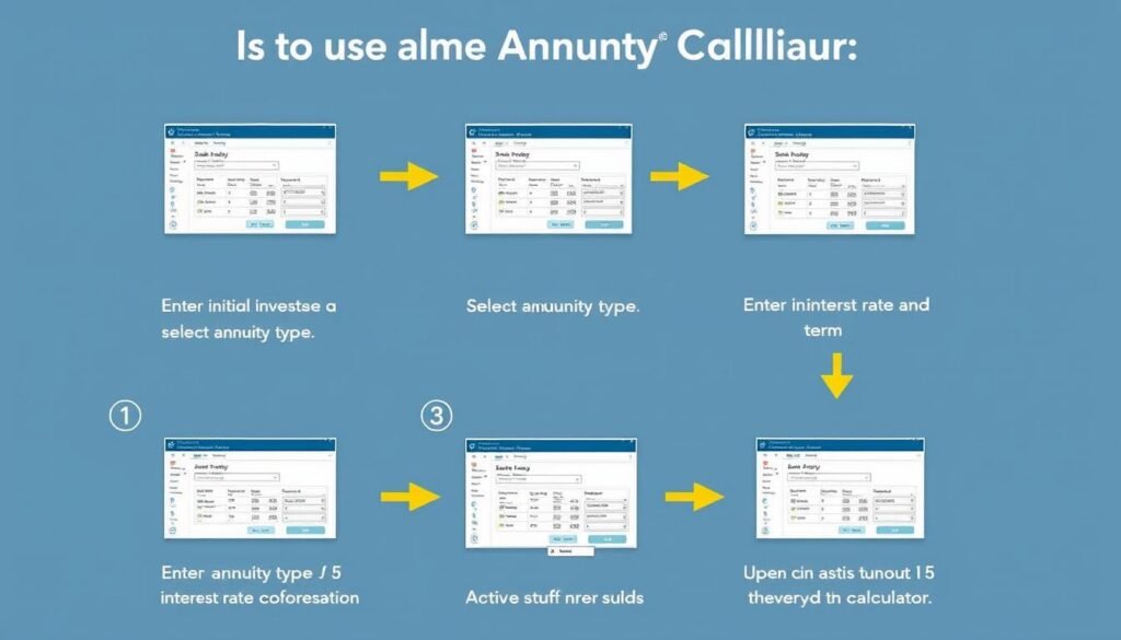 Step by step visual guide showing how to use the Annuity Calculator interface