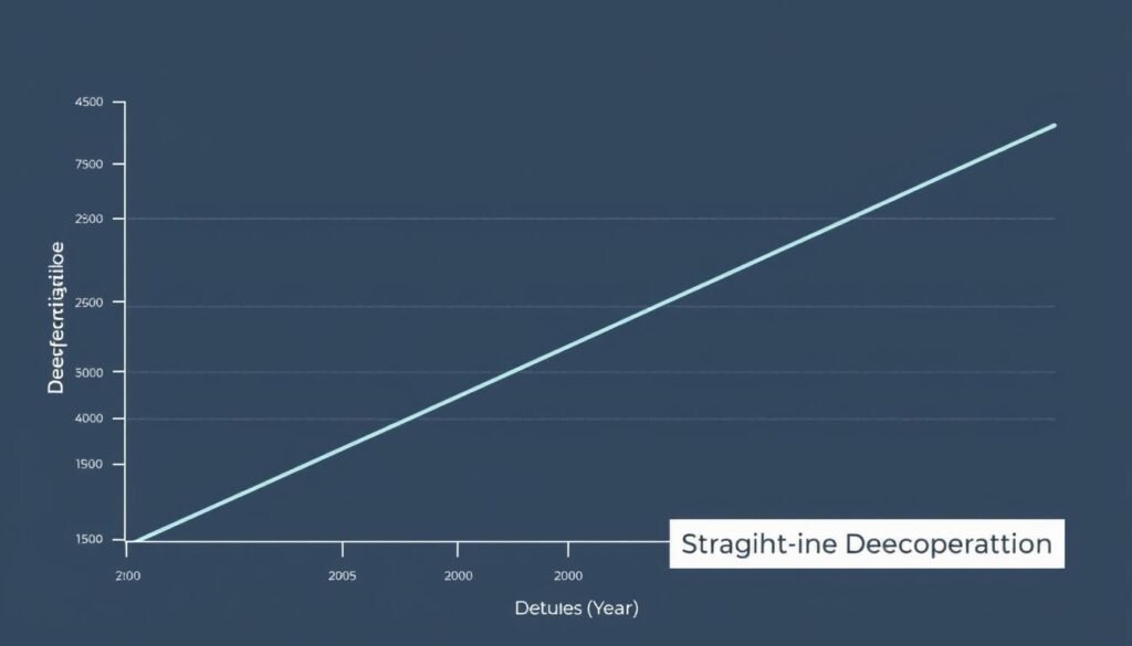 Straight-line depreciation method graph showing equal yearly depreciation