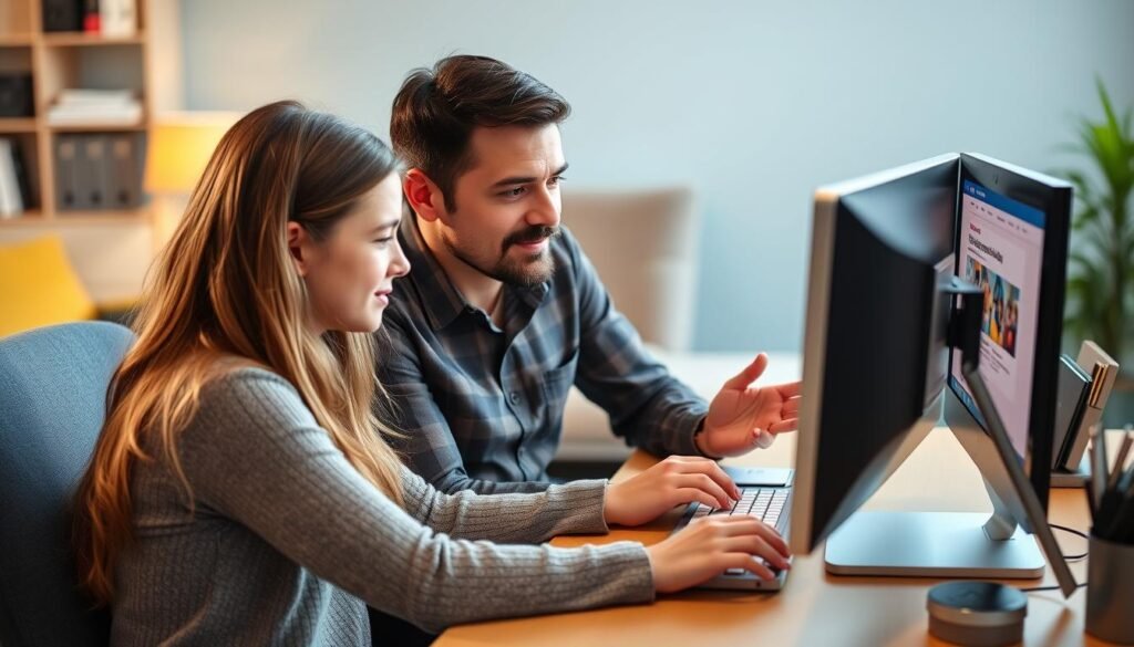 Student and parent reviewing college financial planning resources online