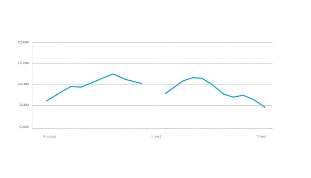 Student loan repayment chart showing principal and interest payments over time