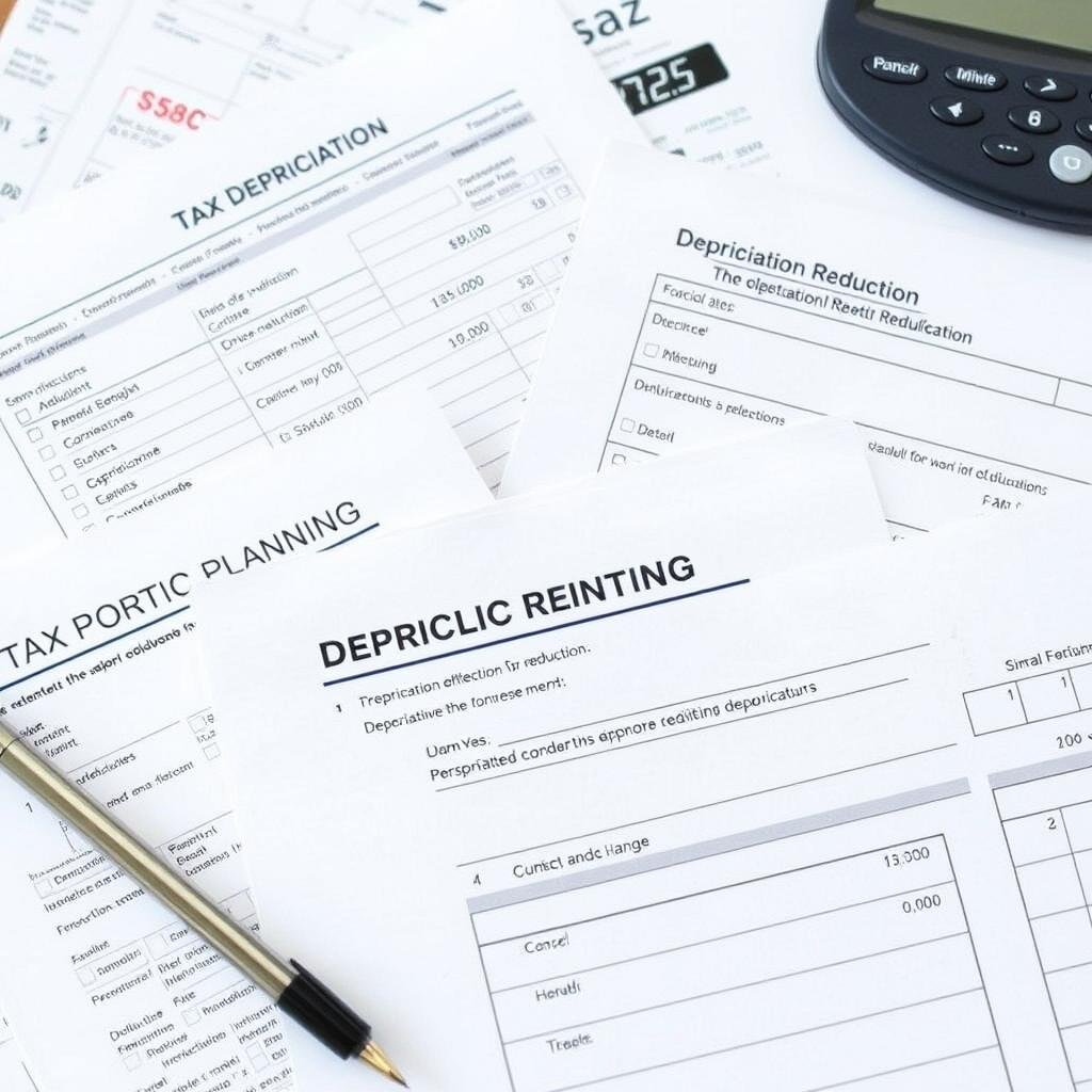 Tax planning documents showing depreciation deductions
