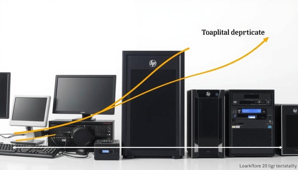 Technology assets with accelerated depreciation visualization