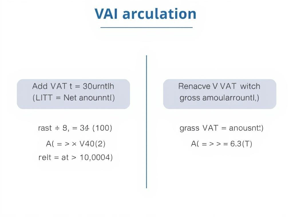 Visual representation of VAT calculation formulas with examples
