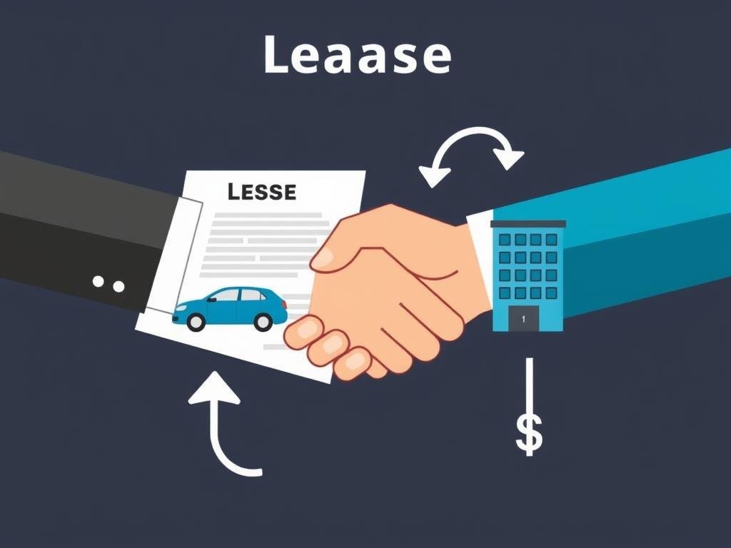 Visual representation of a lease agreement between lessor and lessee with asset transfer