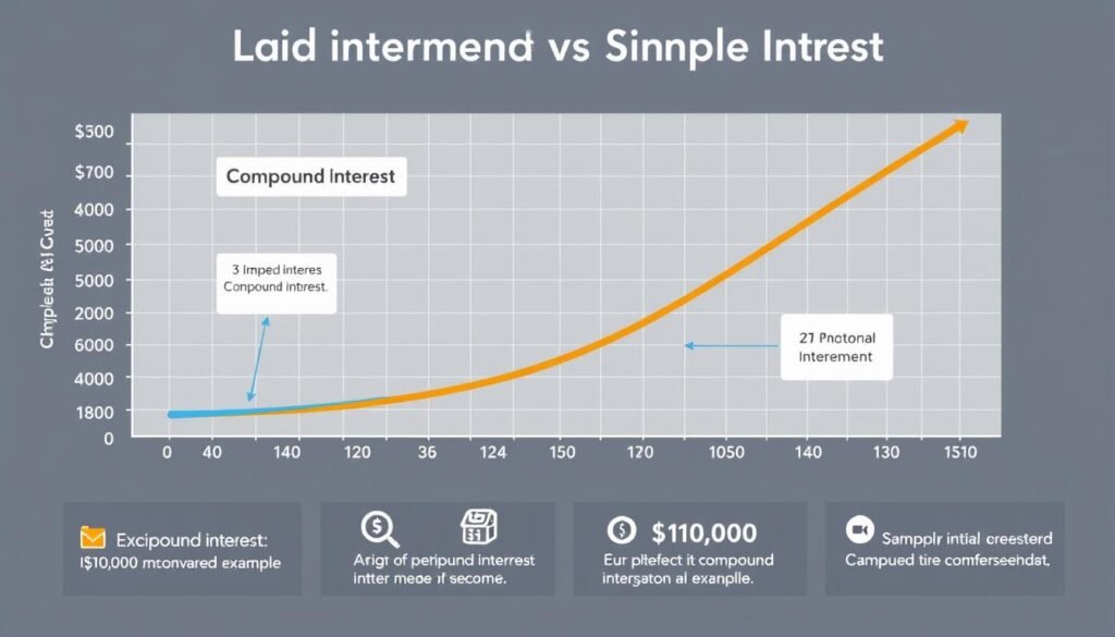 Visual representation of compound interest growth compared to simple interest