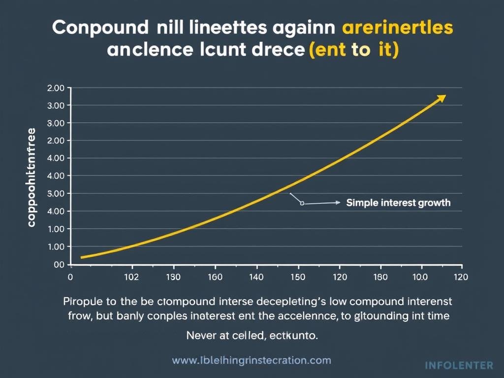 Visual representation of compound interest growth compared to simple interest over time