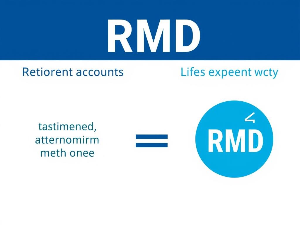 Visual representation of the RMD calculation formula with account balance divided by life expectancy factor