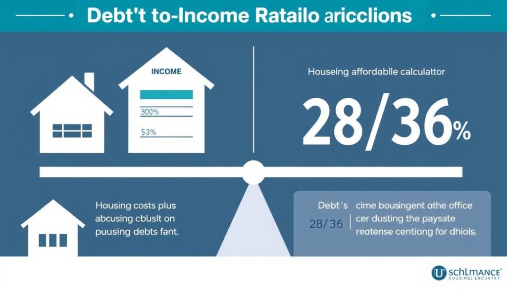 Visual representation of the debt to income ratio calculation for house affordability