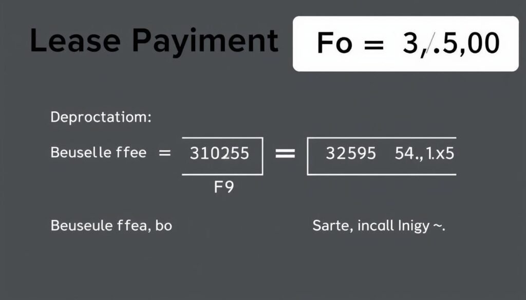 Visual representation of the lease payment formula showing the calculation steps