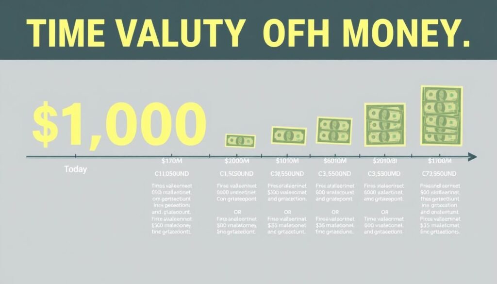 Visualization of the time value of money concept with timeline