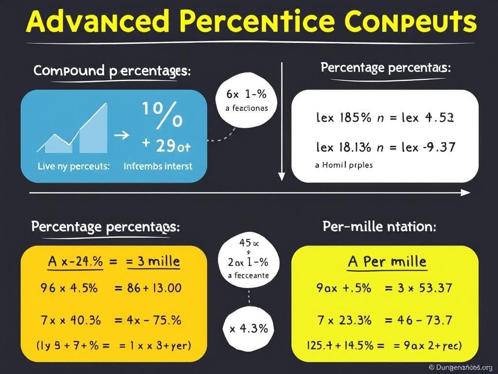 Advanced percentage concepts including compound percentages and percentage points