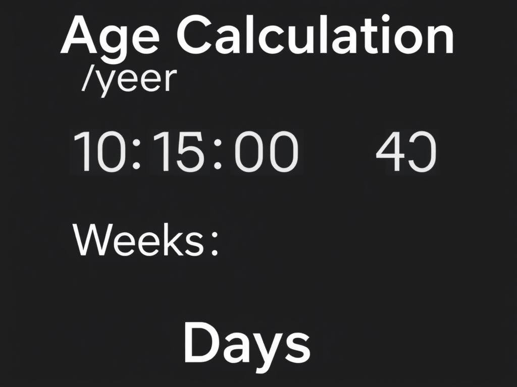 Age Calculator showing different time units like years months weeks and days