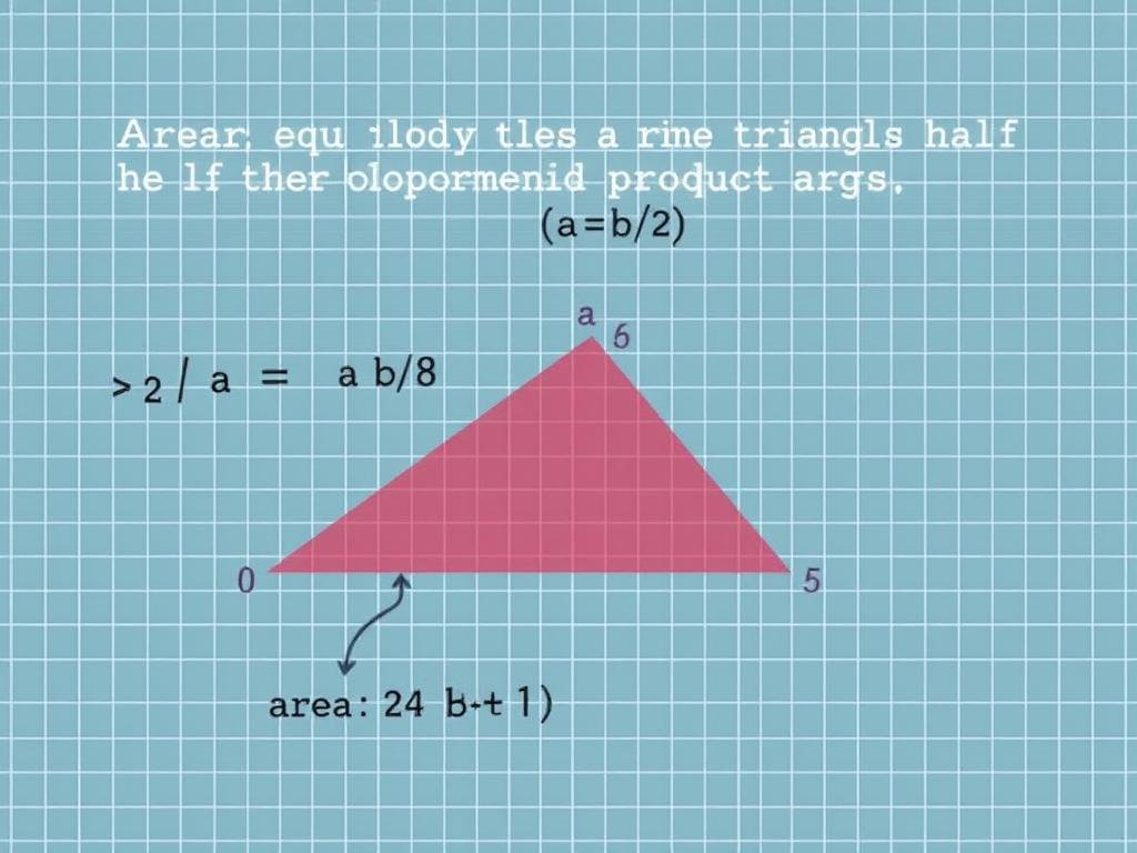 Area calculation for a right triangle showing the formula visualization