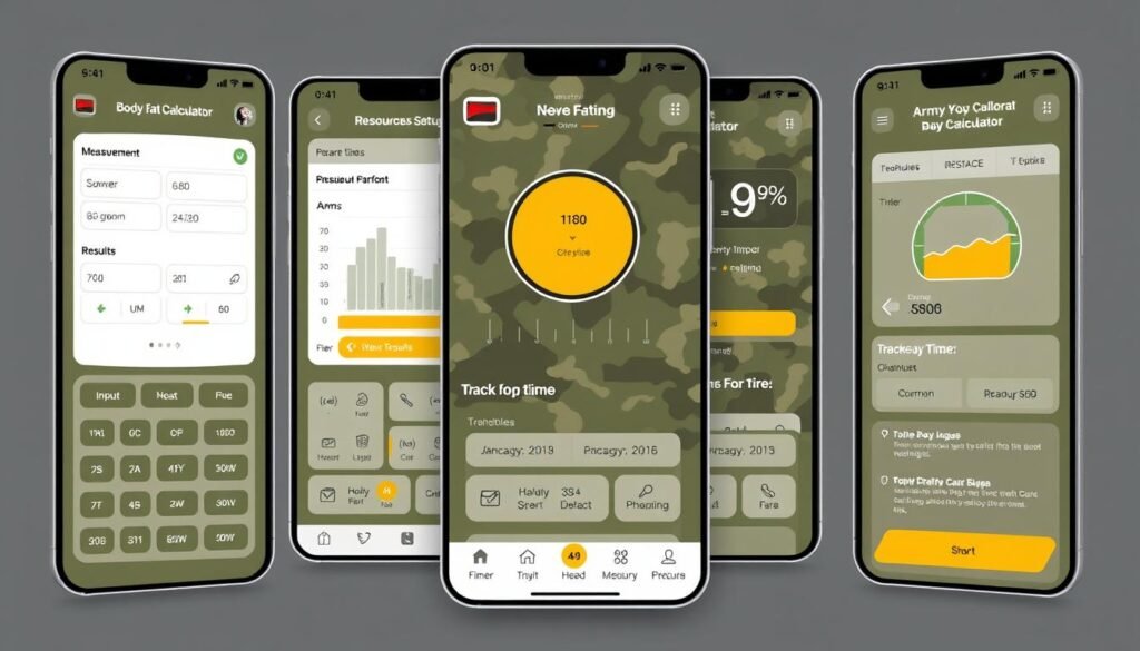 Army Body Fat Calculator mobile app interface