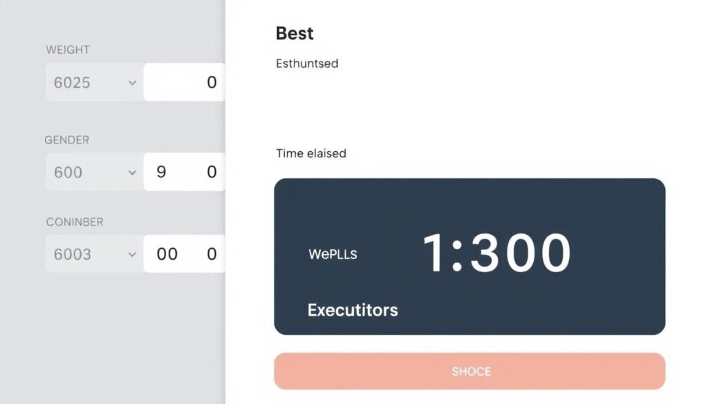 BAC Calculator interface showing input fields for weight gender drinks consumed and time elapsed