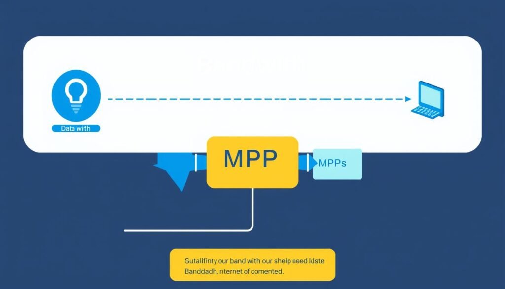 Bandwidth visualization showing data flow through network connection