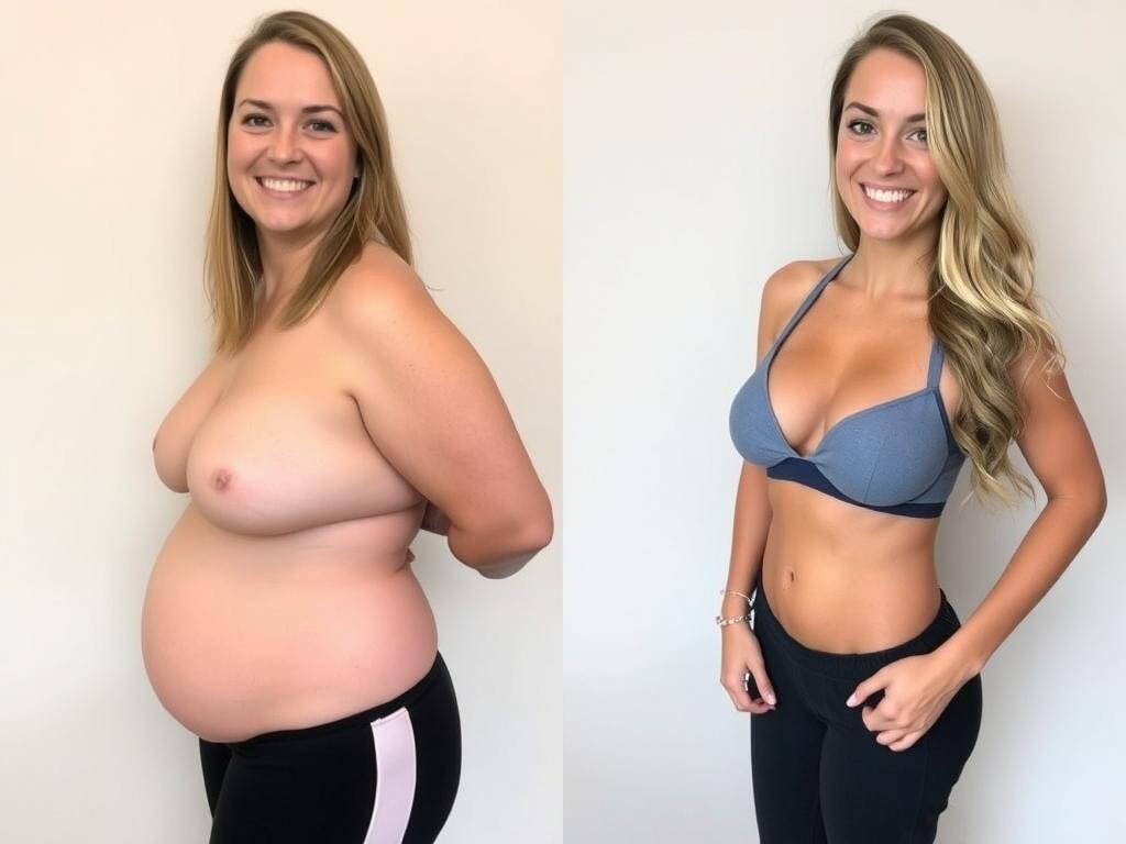Before and after transformation of person who used macro tracking for weight loss