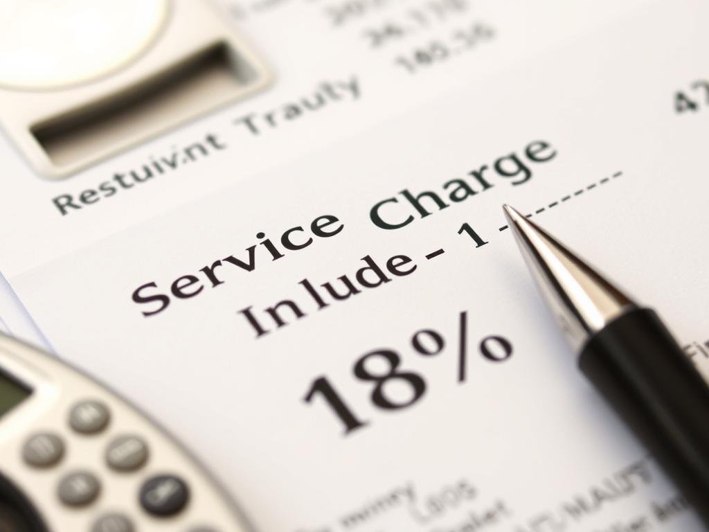 Bill showing service charge included notation