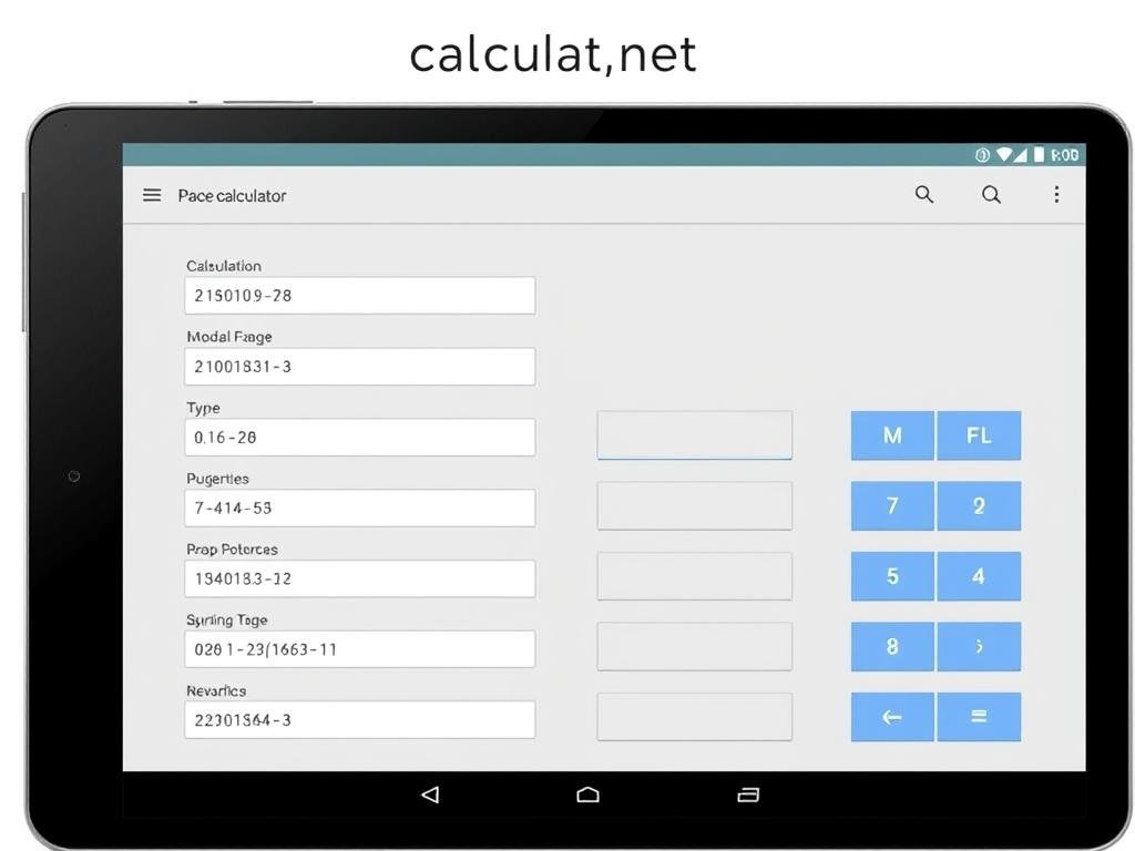 Calculatornet Pace Calculator on tablet device