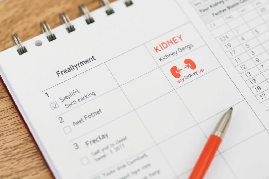 Calendar marked with regular kidney function testing appointments