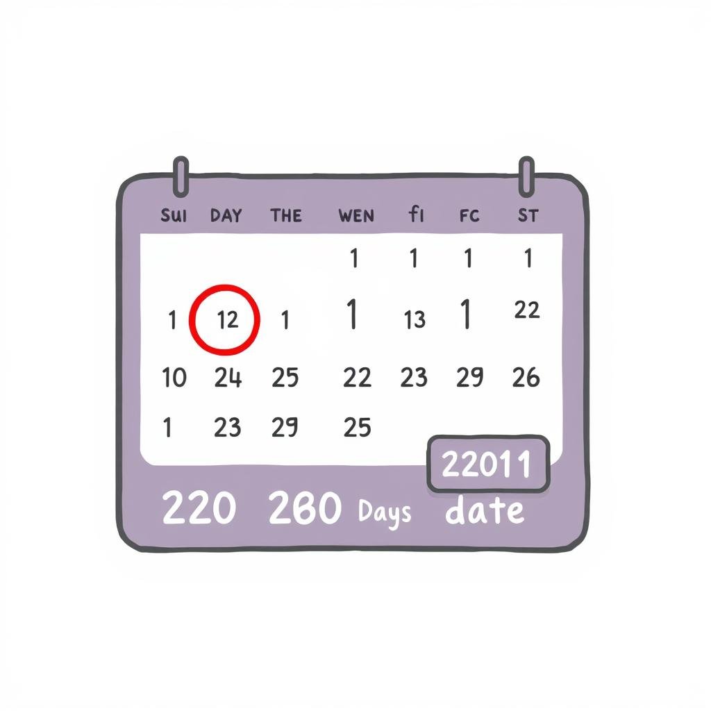 Calendar showing last menstrual period date calculation